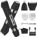 Hatteker 4 in 1 Multifunctional Dual - Head Body Hair Trimmer for Men, IPX7 Waterproof Groin & Body Hair Groomer, Rechargeable Body Electric Shaver Razor