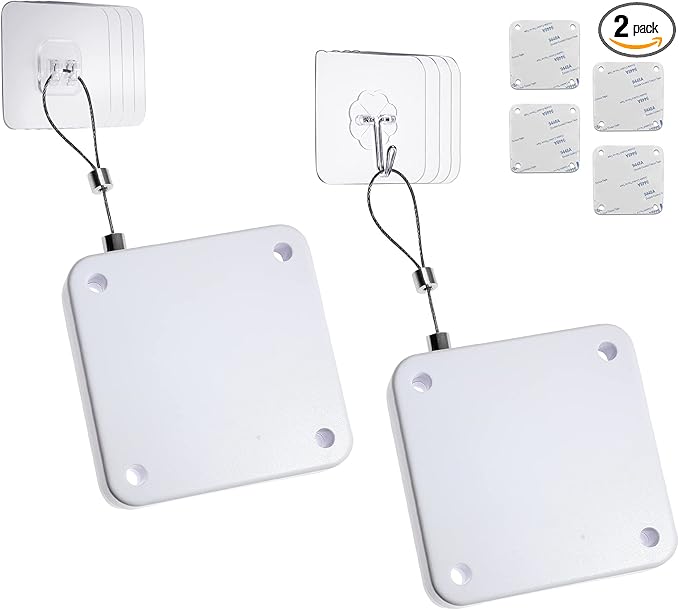 Rierdge 800g Set of 2 Punch-Free Automatic Sensor Door Closer, Multifunctional Drawstring Auto Door Closer for Residential Commercial Bedroom Room Storm (2 Pcs White)