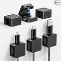 Magnetic Cable Clips, 6 Pack Cord Holder Desk Cable Management, Adhesive Wire Holder Keeper Organizer for Desk Organizer Home Office Car Wall Nightstand, Black