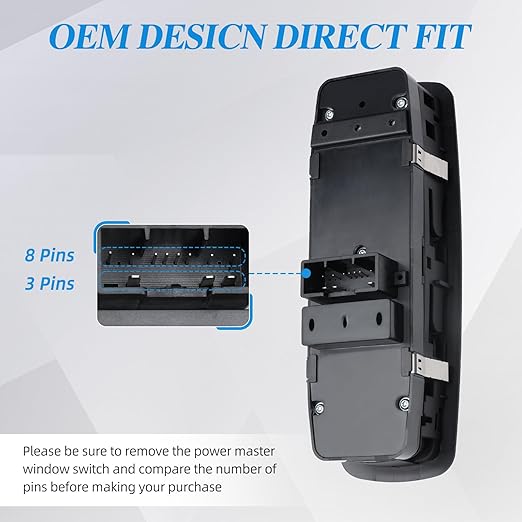 WUANGKI Power Control Window Switch | Front Driver Side | 8+3 Pins | Compatible with 2012 Chrysler 300 Dodge 2011-2012 Journey 2016-2018 Ram 1500 2500 3500 19-21 Ram 1500, 19-21 Classic OE# 56046826AE