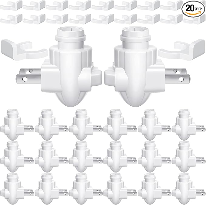 Tuanse 20 Sets Plug in Night Light Module Night Light Base with Shade Mounting Clip Plastic Lights Rotating Base for Making Your Own Decorative (White)