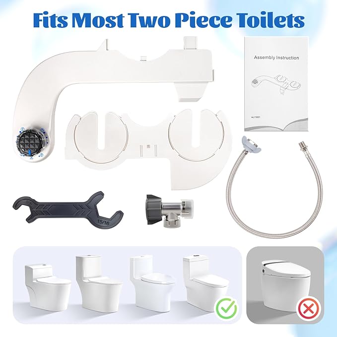Bidet Attachment for Toilet Seat,Self-Cleaning Sprayer,Dual Nozzle Bidet with Adjustable Cold Water Pressure Control,Frontal & Rear Wash for the Elderly and Pregnant Women.Environmental Friendly Gift.