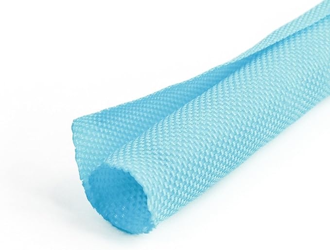 HOLED 3/8 inch Split Braided Cable Management Sleeve for USB Cable Power Cord Audio Video Cable, Wire Loom Cord Protector from Cat Dog Chewing (Sky Blue, 25FT)