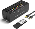 Arector 6 Port RCA to HDMI, 1080P/720P 6 Way AV to HDMI Converter Composite CVBS AV Switch to HDMI Converter Adapter Support 4:3/16:9 Switching, for Sega Xbox PS2 PS3 N64 NGC SNES WII VHS VCR Camera
