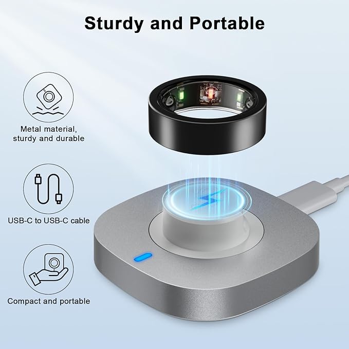 ZOOROO Charger Compatible with Oura Ring Gen 3 Size 7, Fast Charging Dock with USB-C Cable