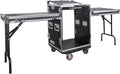 Sound Town Heavy-Duty 1/2" (12mm) Plywood 14U PA DJ Rack/Road ATA Case with 11U Slant Mixer Top, 20’’ Rackable Depth, 2 DJ Work Tables and Casters, 14-Space Size, Pro Tour Grade (STMR-14UWT2)