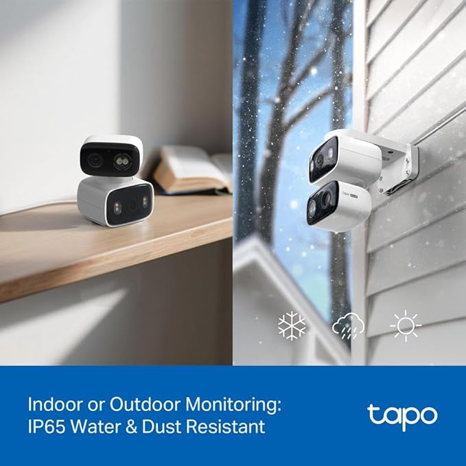 Tapo 2K 3MP Indoor/Outdoor Dual Lens Pan/Tilt Security Camera – 125° Wide-Angle + 6mm Telephoto, Free Person/Vehicle Detection, 360° View, SD/Cloud, Works w/Alexa & Google Assistant – HybridCam Duo