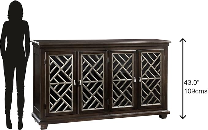 Hekman Transitional Entertainment Center - Wooden Finish, Durable Solid Wood TV Stand, Media Console Cabinet with Power Pack Outlet, 4 Glass Door, Media Storage Shelf, Modern Living Room Furniture