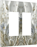 Bvtewkhz Boho Floral Wild Flower 2 Gang Double Rocker Decorative Light Switch Covers Electrical Faceplate Switch Plates for Bathroom Kitchen Home