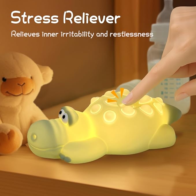 LEDHOLYT Night Light for Kids, Cute Silicone Nursery Crocodile Lamp with White Noise, NightLight for Baby and Toddler,Squishy Kawaii Bedside Lamp for Kids Room