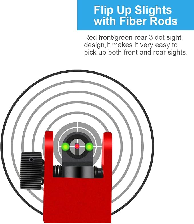 Fiber Optic Flip Up Iron Sights Picatinny Rail Mounted Front and Rear Backup - Image 4