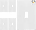 ENERLITES Screwless Toggle Switch Wall Plate, Child Safe Light Switch Cover, Standard 1-Gang 4.68" x 2.93", Unbreakable Polycarbonate Thermoplastic, UL Listed, SI8811-W-5PCS, Glossy, White, 5 Pack