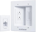 ECHOGEAR TV Cord Hider for Wall Mounted TV – Dual Outlet in-Wall Cable Management Kit for Power & Low Voltage Cables – Includes 6.25”L x 8”H x 3.95”D Module, Wall Template, Saw, 6ft Extension Cord