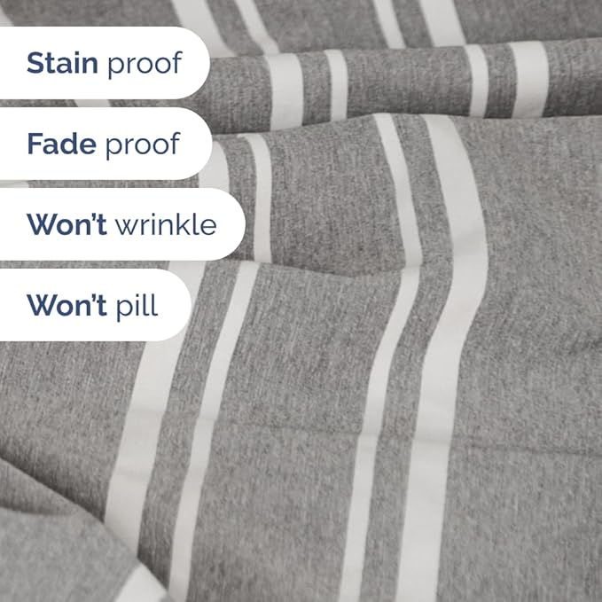 Split Head King Sheet Set – 4 Piece Flex Split Top King Sheets for Adjustable Beds - Fits 14” to 16" Mattress w/ Deep Pockets - Breathable & Cooling - Luxury Bedding and Wrinkle Free - Grey Stripes 3