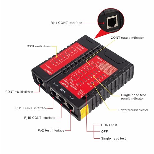 NF468S Network Cable Tester, RJ11 RJ12 RJ45 Ethernet Tester - Image 8