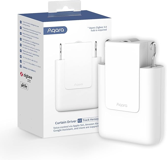 Aqara Smart Curtain Motor E1(Track Version, 1 Pack), Requires AQARA Zigbee 3.0 HUB, Electric Curtain Driver for Remote Control and Home Automation, Support HomeKit, Alexa, Google Assistant and IFTTT