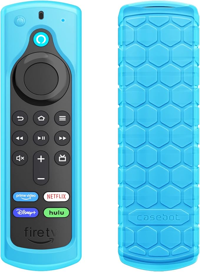 CaseBot Remote Case for Fire TV Stick HD/4K/4K Max (1st Gen)/Fire TV Stick (3rd Gen)/Lite - Anti-Slip Shockproof Silicone Cover for Alexa Voice Remote (2nd & 3rd Generation) (Blue Glow)
