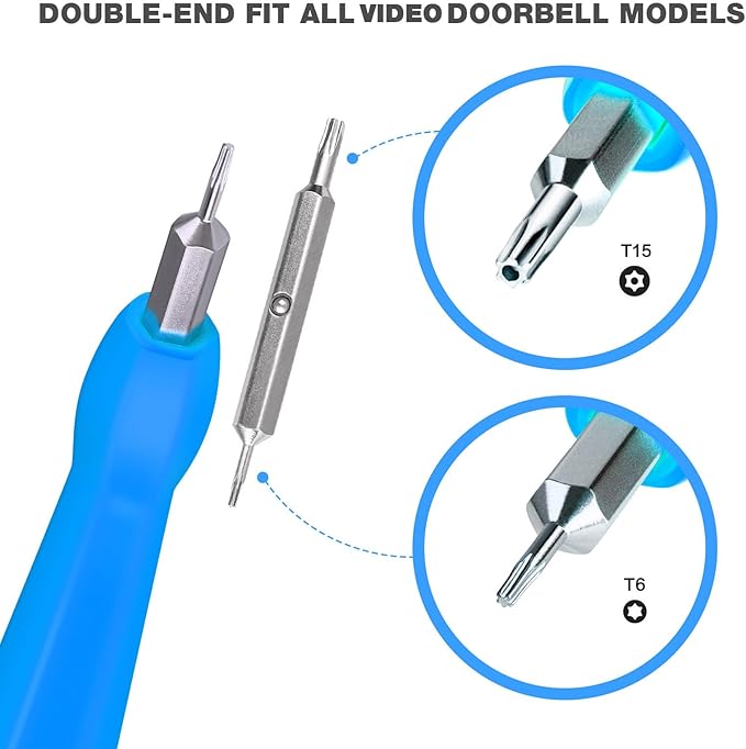Video Screwdriver Bit Set for Battery and Wifi Access - Fits All Video Doorbell Models (Blue)