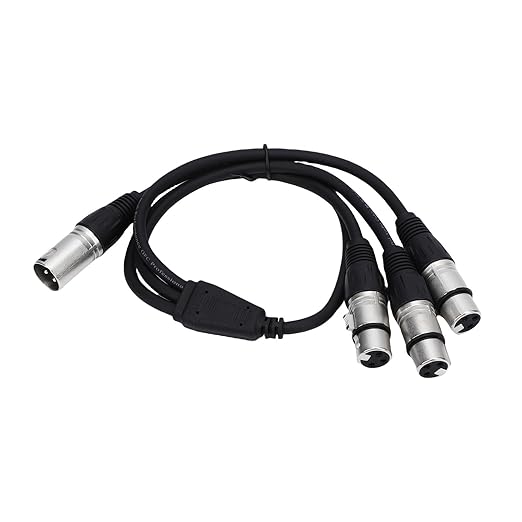 Estink XLR Splitter Cable 3 Pin Male to 3 Female Y Splitter with Zinc Alloy Connectors for Balanced Audio Signal in Studio Live Performance 2ft