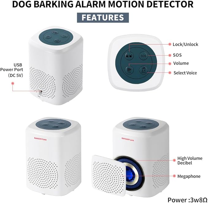 Dog Barking Alarm Motion Detector Outdoor Pir Human Body Motion Sensor Alarm Electronic Deterrent Motion Activated Home Security (2 Detectors+ 1 Receiver)
