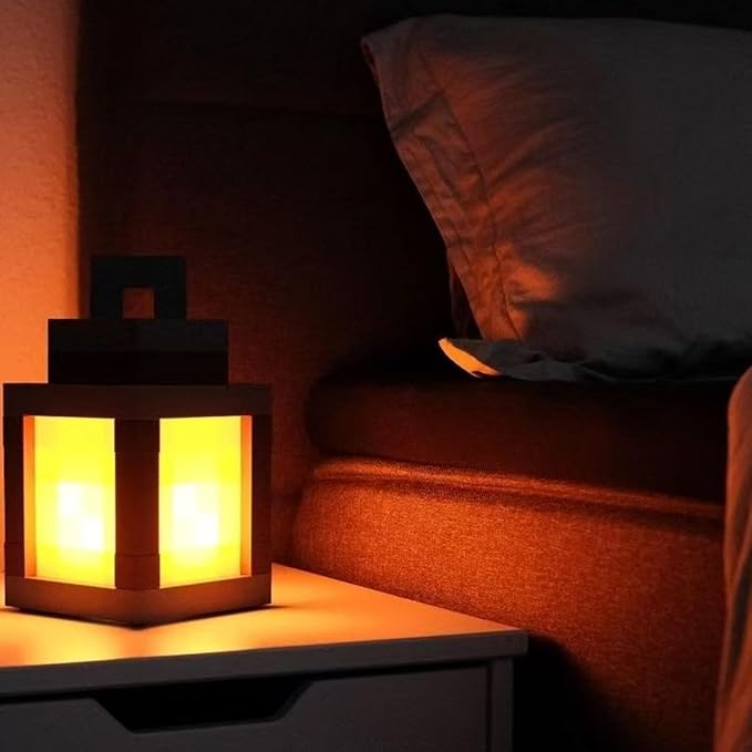 Neioaas Pixelated Lantern Night Lamp - 16 Color Changing Hanging Lantern Lamp, Rechargeable LED Wall and Table Decoration for Boys, Girls, and Adults, Playroom and Bedroom Decoration