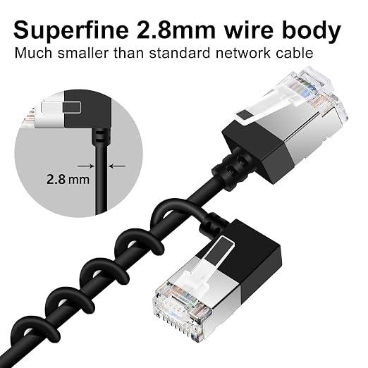 Ultra Slim 90° Degree Cat 6A Ethernet Cable Left Angled 10 Feet 2Pack, 10Gbps - Image 6