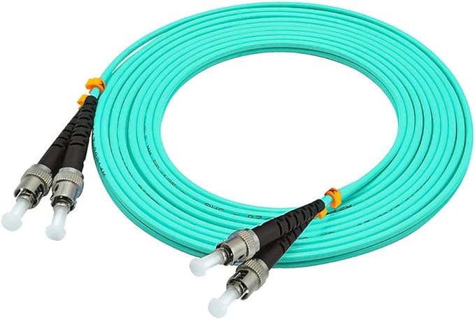 Jeirdus 15Meters 49ft ST to ST Duplex 50/125 10G OM3 Multi-Mode Fiber Optic Cable Jumper Optical Patch Cord ST-ST