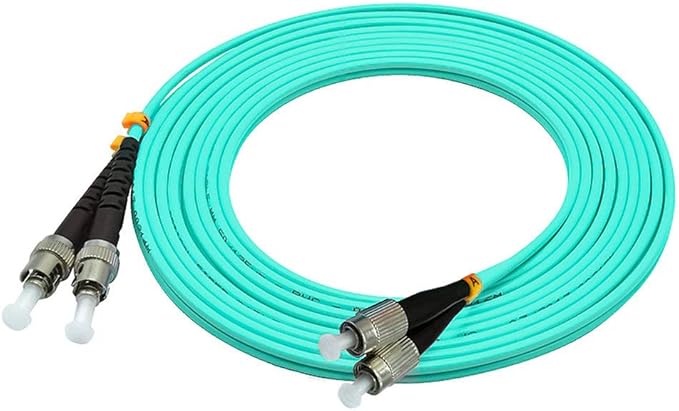 Jeirdus 1Meter 3ft FC to ST Duplex 50/125 10G OM3 Multi-Mode Fiber Optic Cable Jumper Optical Patch Cord FC-ST