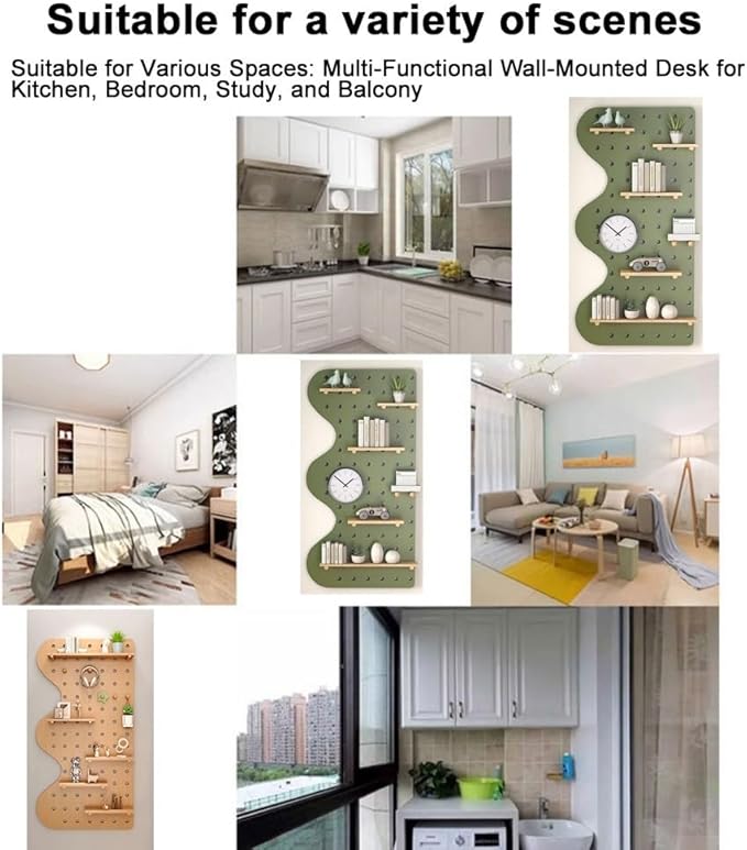 White Wooden Wall Organizer for Home & Office, Versatile Hanging Display Panel for Entryway, Kitchen, Crafting, 23.6"x47.2" Perforated Storage Solution