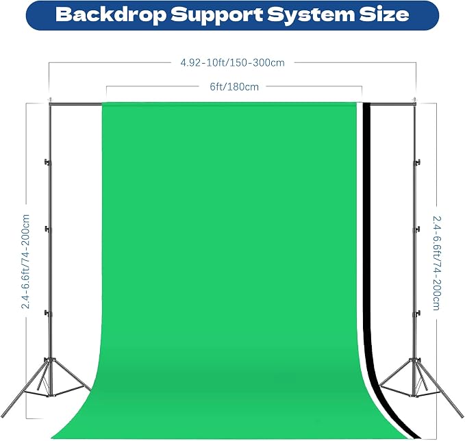 Photography Softboxes Kit with 6.6x10ft Backdrop Stands, 5 Tripod Stands - Image 6