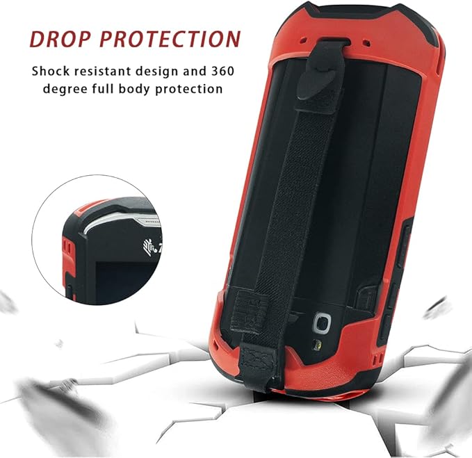 Protective Cover Bumper Case Rugged Boot with Hand Strap for Zebra TC51 TC510K TC52 TC56 TC57 (Red)
