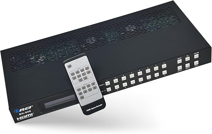 OREI 8K 8x8 HDMI Matrix Switch, Switcher with Audio Extractor UltraHD Supports Upto 4K @ 120Hz IR EDID HDCP 2.3 - Remote Control HDR10+ Dolby Vision, VRR, ALLM (BK-808)