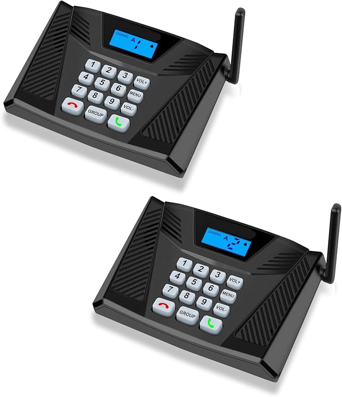 SANZUCO Intercoms Wireless for Home Upgraded, 5300ft Full Duplex Intercom Hands-Free, 2-Way Real-Time Intercom System with Group Call & Auto Answer for House/Office (2 Pack, Black)