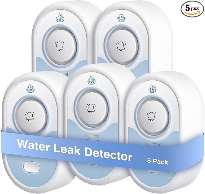 Water Leak Detector 5 Pack, 5-Year Battery Life, Water Alarm by BLIZONTE