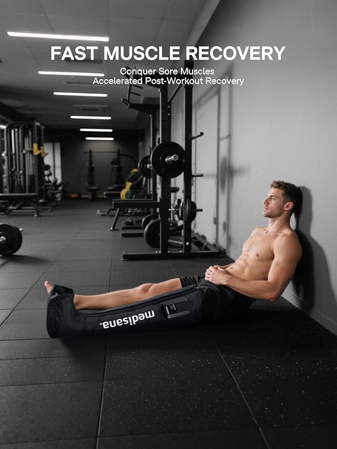 Medisana Leg Compression Massager, Cordless Rechargeable Air Pressure Boot with Multi-Customize Modes, Intensities & Timer, Leg Compression for Circulation, Pain Relief, Recovery, Christmas Gifts