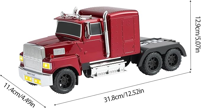 WSTER American Truck Bluetooth Speaker with HD Sound, TWS Pairing, LED Party Light, Operation Panel, Built-in Mic, Portable Car Model Speaker for Parties, Beach, Outdoor Activities (RED)