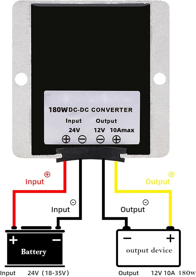 MGGi DC Converter Regulator DC 24V Step Down DC 12V 15A 180W, Waterproof Voltage Reducer, Adapter Converter Power Supply Module Buck Transformer, for Auto Car Truck Vehicle Boat Golf Cart, Forklifts