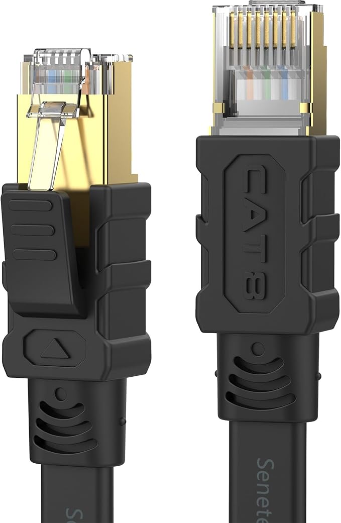 Senetem Cat 8 Ethernet Cable 25FT, High Speed 40Gbps 2000Mhz Flat Internet by Senetem
