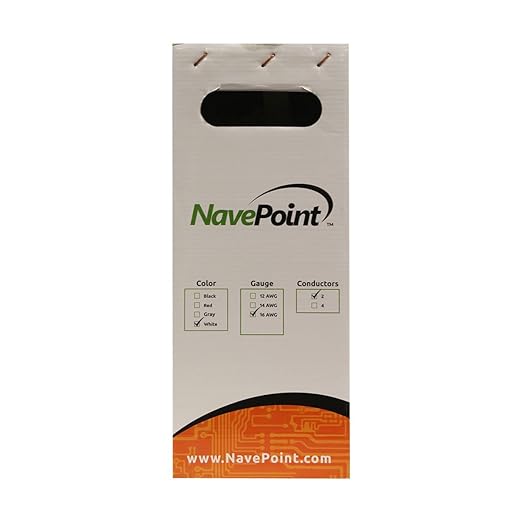 NavePoint 500ft in Wall Audio Speaker Cable Wire CL2 16/2 AWG Gauge 2 Conductor Bulk White