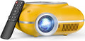 HOMPOW Mini Projector with Two -Way Bluetooth, Portable Projector for Home Theater Use, Support 1080P for Outdoor Projector/Movie Projector Compatible with HDMI, USB, Laptop, TV Stick (Yellow)