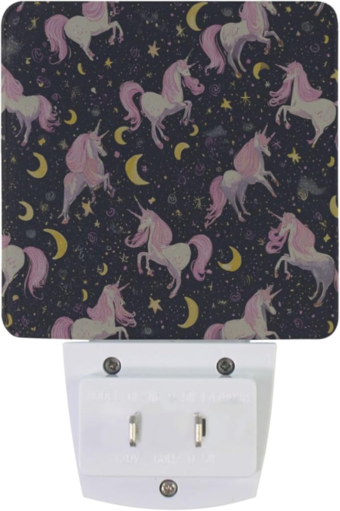 Pigsaly Led Night Light Unicorn Pink Horse Moon Night Light Plug in Wall Lamp Smart Dusk to Dawn Sensor Nightlight Led Lamp Energy Saving Lights Gift for Kids Room Bedroom Bathroom Hallway