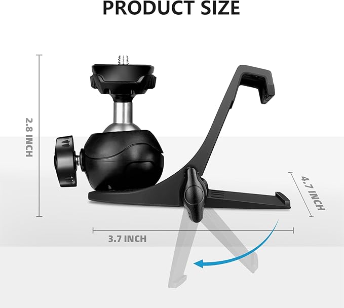 RAUBAY 【CM01】 Monitor Top Camera Mount Clamp, Hanging Webcam Stand with 1/4" Screw, Suitable for Flat-Screen Monitors, for Live Stream, Video Conferencing, YouTube, TikTok, etc.