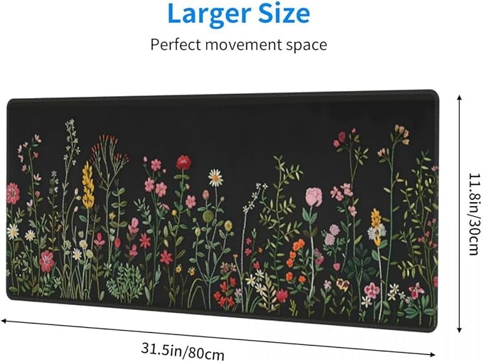 CANFLASHION Desk Pad,Office Desk Mat 31.5"×11.8" Large Gaming Mouse Pad,Durable Extended Computer Mouse Pad,Waterproof Thick Big Mouse Pads with Non-Slip Rubber Base Office Home Colorful Flowers