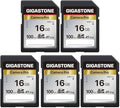 【5-Years Data Recovery】 GIGASTONE 16GB SD Card 5-Pack, Camera Pro, UHS-I A1 V10 by Gigastone