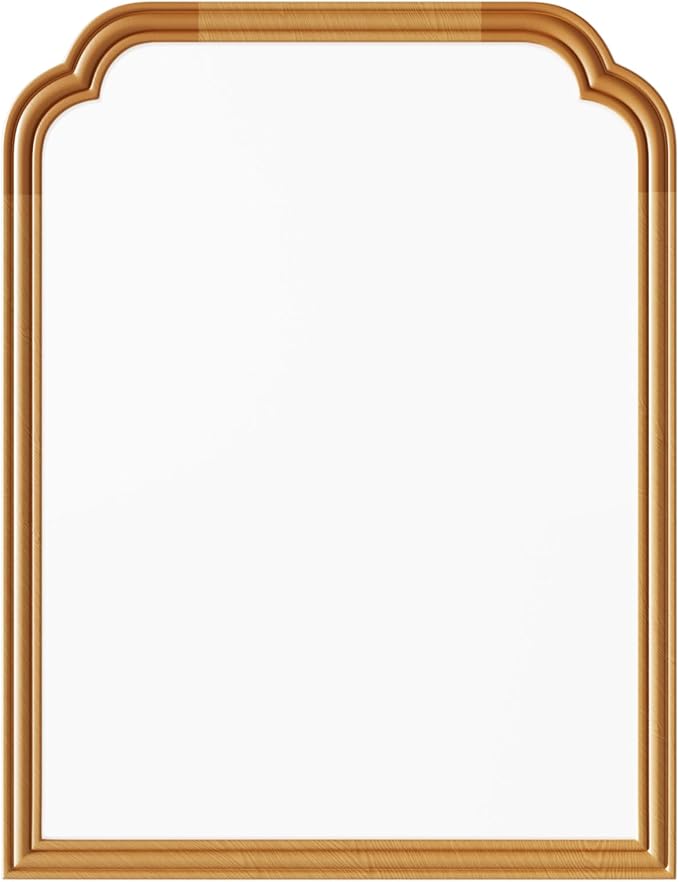 Wood Frame Wall Mirror Decor for Small Bathroom Vanity Entryway, Living Room or Bedroom Home Decor - Light Woodgrain 18" x 24" Natural Color