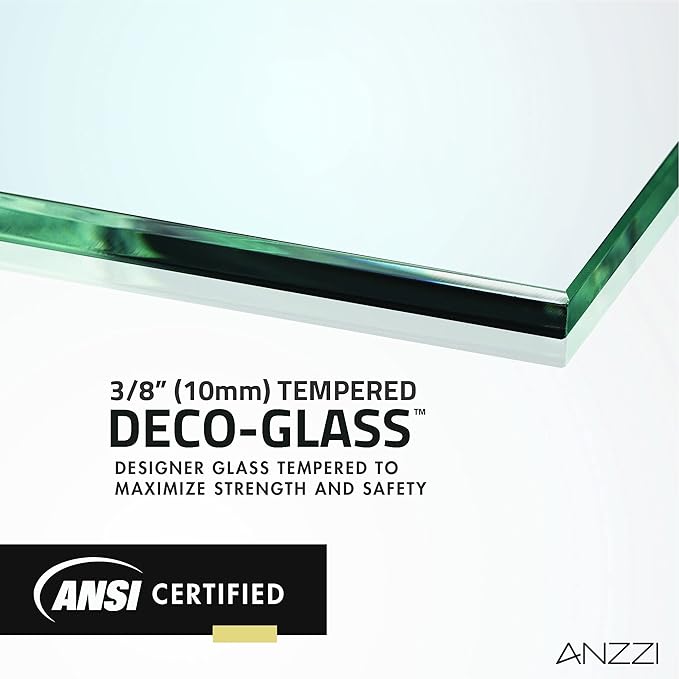 ANZZI 74 X 34 Inch Frameless Fixed Glass Shower Screen Shower Door in Brushed Nickel, Screen Water Repellent Clear Tempered Glass Single Panel for Shower Room, Glass Screen Frame Hardware Complete Kit