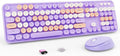 Nowlike Wireless Keyboard and Mouse Combo, Retro Typewriter Keyboard with Round Keycaps, Full-Size Ergonomic, Purple, Ideal for Windows PC, Home, Office, and College
