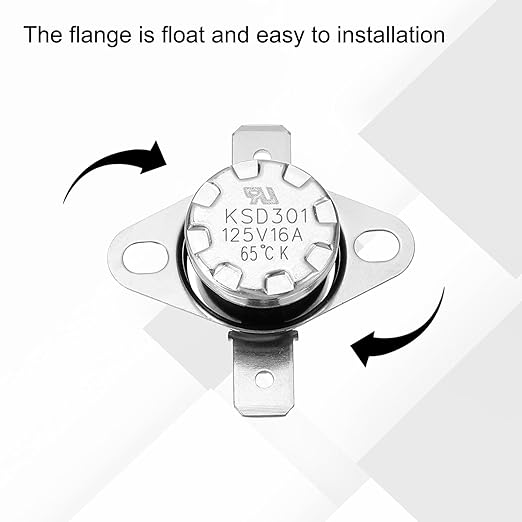 uxcell 2 Pcs KSD301 Thermostat 65°C/149°F 16A Normally Open N.O Adjust Snap Disc Temperature Switch for Microwaves,Oven,Coffee Maker,Bakelite Material
