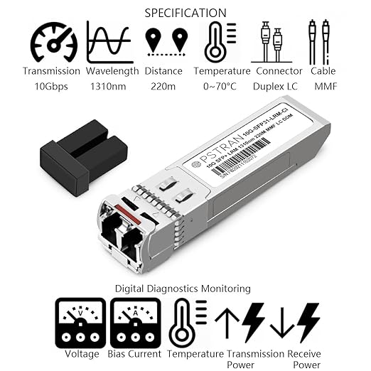 OPSTRAN 10GBASE-LRM SFP+ Optical Transceiver Module Compatible with Finisar FTLX1371D3BCL 10G SFP+ 1310nm 220m DDM Duplex LC MMF