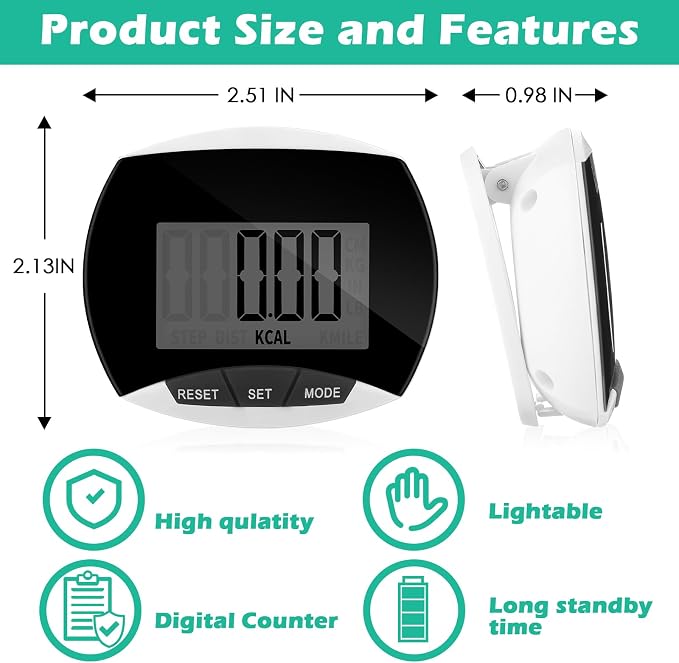 Copkim 12 Pcs Simple Pedometer for Walking Bulk LCD Step Counter - Image 2